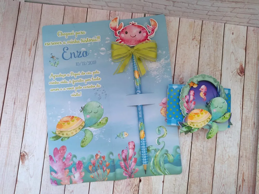 Elementos de decoração de mesa fundo do mar tema de aniversário em arquivo digital Studio.