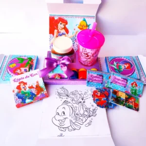 Maleta explosiva tema Sereia Ariel em arquivo digital Studio e PDF para lembrancinha de festa.