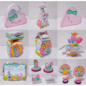 Arquivo digital para mesversário tema Chuva de Amor em formato Studio e PDF.