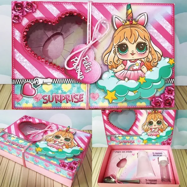 Arquivo digital para kit mini confeiteiro no tema Lol Surprise em formatos Studio e PDF.