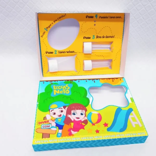 Arquivo digital de corte para kit mini confeiteiro de Páscoa no tema Luccas Neto em formatos Studio e PDF.