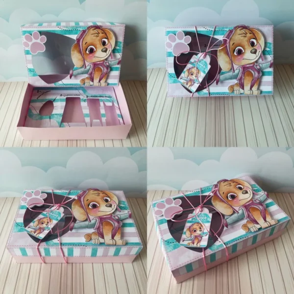 Arquivo digital de corte para kit mini confeiteiro tema Skye Patrulha Canina em formatos Studio e PDF.