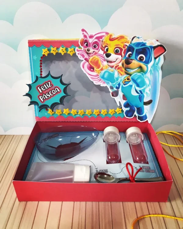 Arquivo digital de corte para kit mini confeiteiro no tema Patrulha Canina em formatos Studio, PNG e PDF.