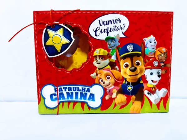 Arquivo digital de corte para kit confeiteiro de Páscoa no tema Patrulha Canina em formatos Studio e PDF.