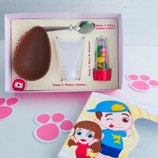 Elementos de decoração de Páscoa tema Giovanna e Luccas Neto prontos para imprimir e recortar.