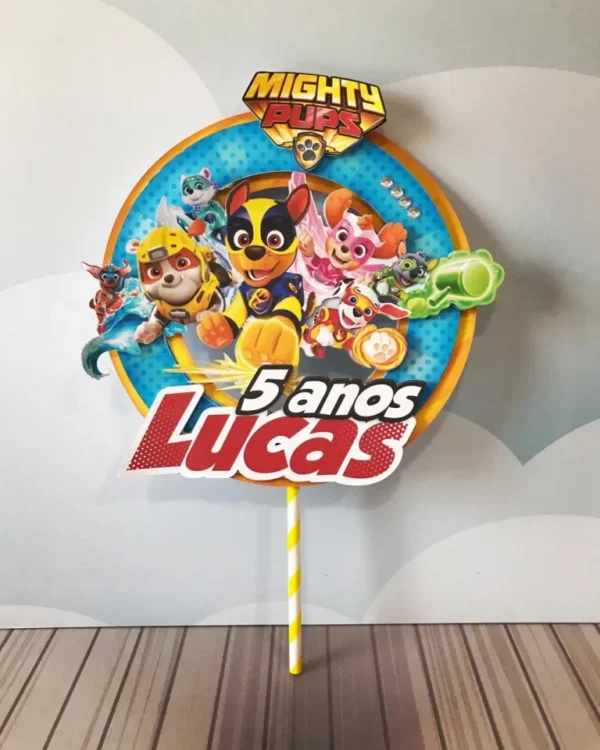 Itens personalizados para decoração de festa Patrulha Canina em arquivo digital Studio, PNG e PDF.