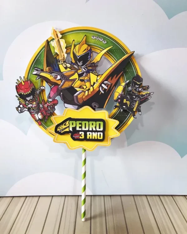 Kit de arquivos digitais para personalizados de aniversário tema Power Rangers Dino Charge com corte digital e manual.