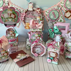 Arquivo digital no tema Animais Safari Rosa nos formatos Studio, PNG e PDF.