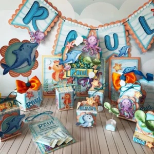 Topo de bolo para decoração tema fundo do mar adulto em arquivo digital Studio, PNG e PDF.