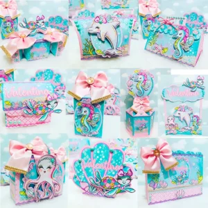 Topo de bolo para decoração tema fundo do mar feminino em arquivo digital Studio e PDF.