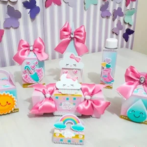 Itens de decoração para tema de aniversário Chuva de Benção em arquivo digital Silhouette Studio.