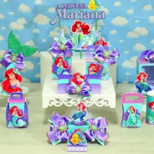 Topo de bolo para tema de aniversário da Ariel em arquivo digital Studio e PDF.