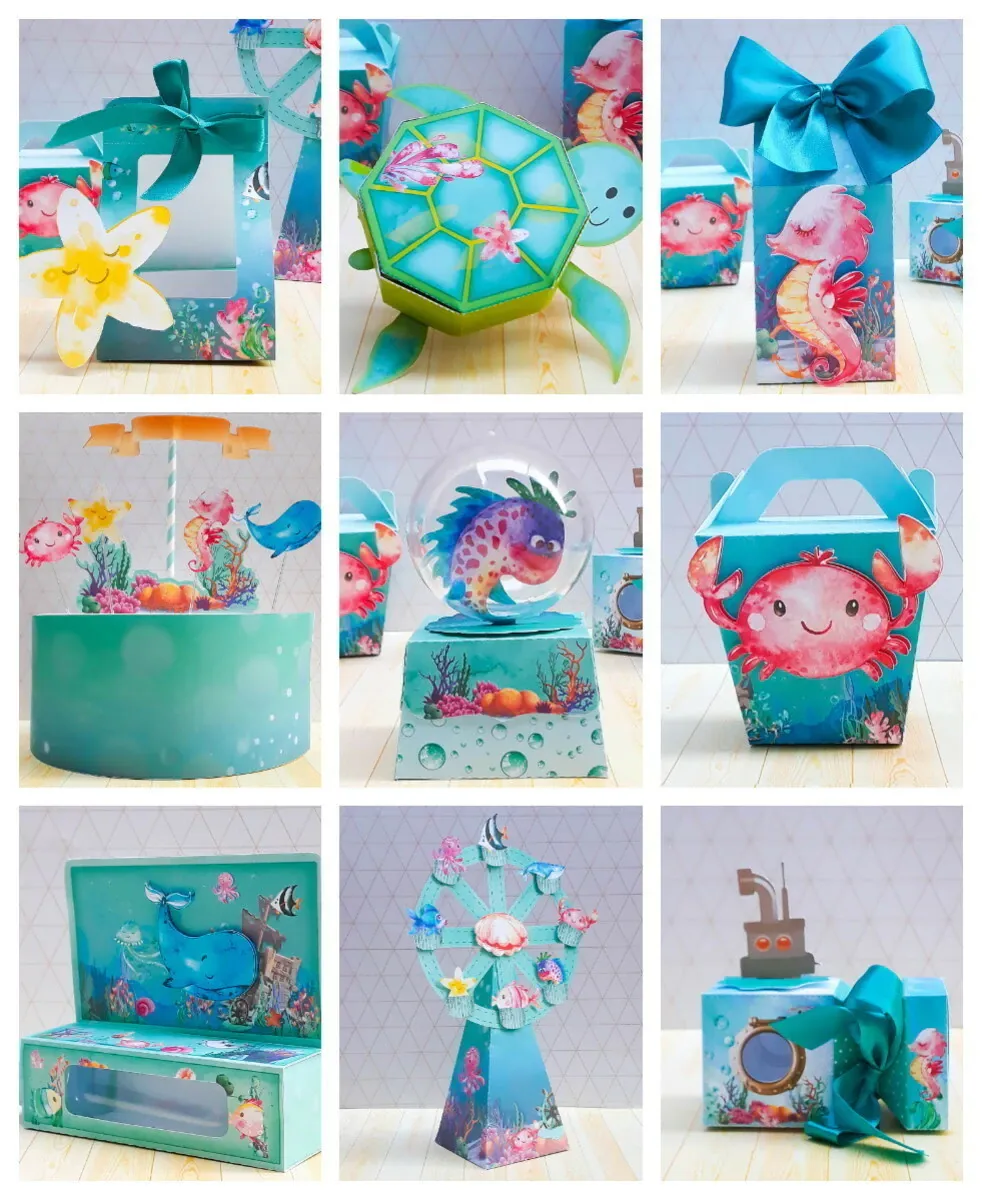 Topo de bolo tema de aniversário do fundo do mar em arquivo de corte para Silhouette Studio.