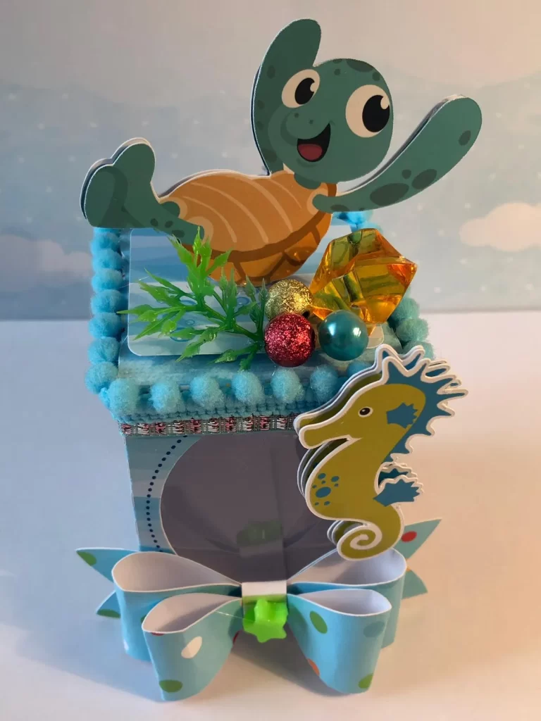 Topper de bolo tema do fundo do mar em arquivo digital pronto para corte e impressão de alta resolução.