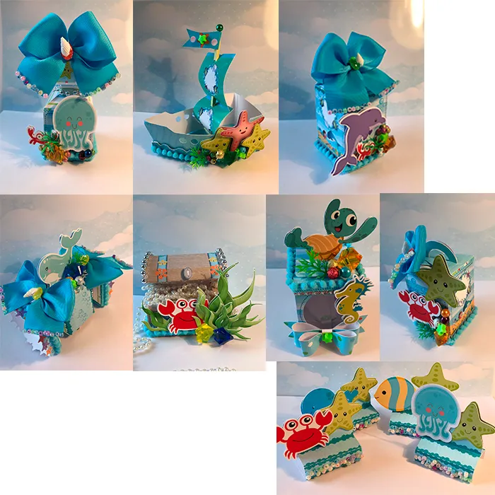 Topo de bolo para decoração tema do fundo do mar em arquivo digital Studio, PNG e PDF.