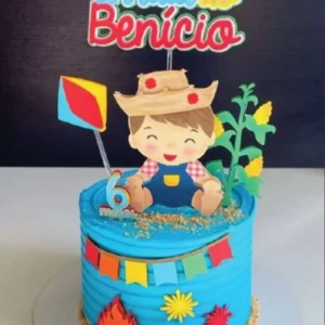 Arquivo de corte digital para topo de bolo tema Arraiá de Mesversário no formato Studio para máquinas Silhouette, com números e elementos juninos em alta resolução.