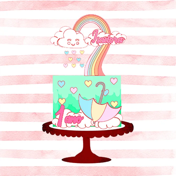 Topo de Bolo Chuva de Bênção Studio