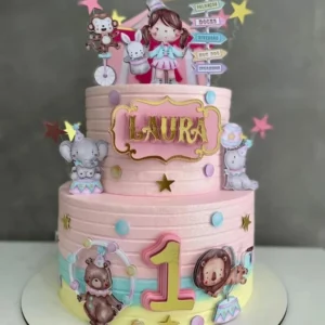 Arquivo de corte digital para topo de bolo tema Circo Menina no formato Studio para máquinas Silhouette, com ilustrações delicadas e alta resolução para festas infantis.