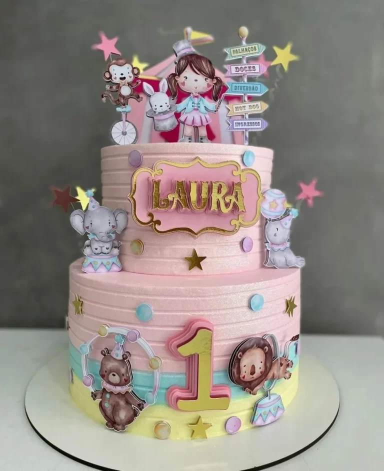 Arquivo de corte digital para topo de bolo tema Circo Menina no formato Studio para máquinas Silhouette, com ilustrações delicadas e alta resolução para festas infantis.