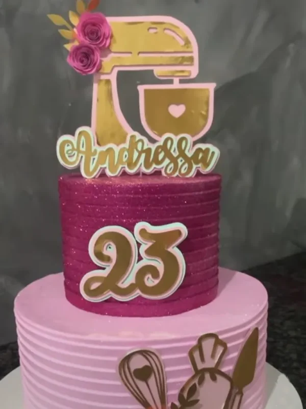 Topo de bolo tema confeiteira para cortar no software Silhouette Studio em arquivo digital.