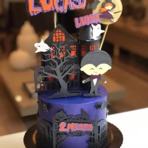 Topo de bolo Dracula Halloween em arquivo digital para Silhouette Studio e decoração de festa.