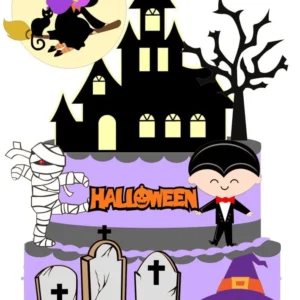 Topo de bolo Halloween infantil em arquivo digital para Silhouette Studio e decoração de festa.