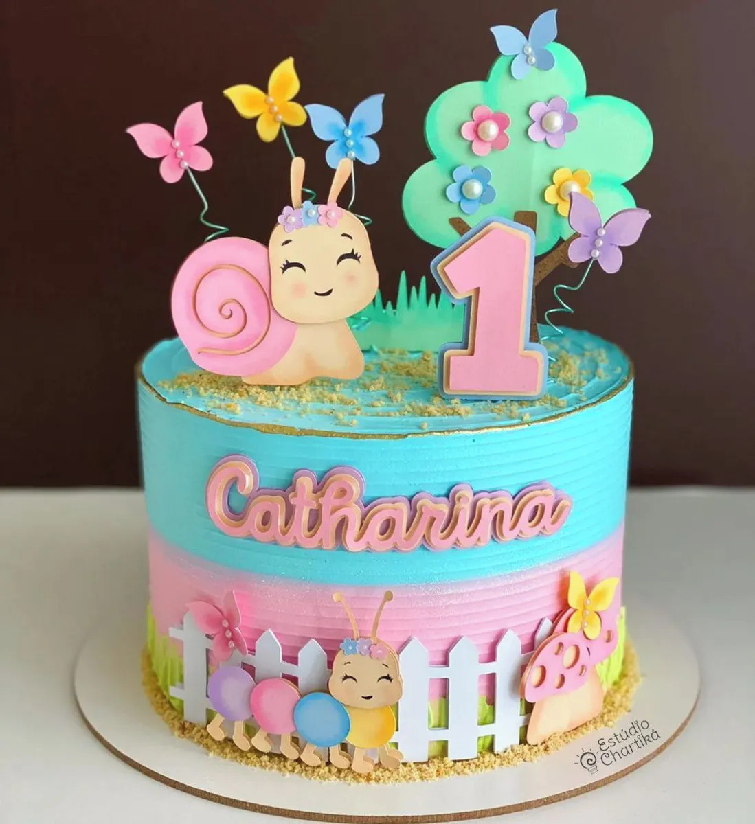 Topo de Bolo Jardim Encantado Borboletas Studio