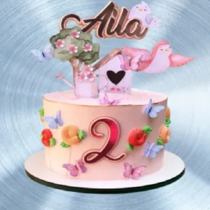 Arquivo de corte para topo de bolo no tema Jardim de Pássaros em formato Silhouette Studio.