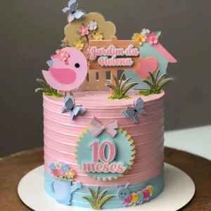 Arquivo de corte para topo de bolo no tema Jardim dos Pássaros em formato Silhouette Studio.