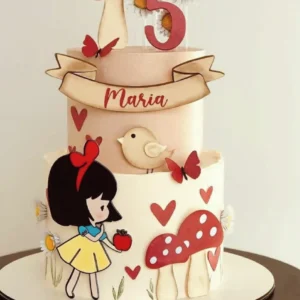 Topo de bolo luxo tema Branca de Neve com camadas para corte em Silhouette Studio.