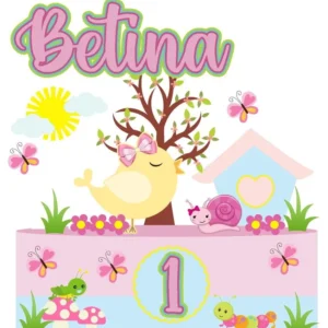 Arquivo de corte para topo de bolo de mesversário no tema Jardim Encantado em formato Silhouette Studio.