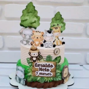 Topo de bolo para menino no tema Safari em formato Silhouette Studio para corte.