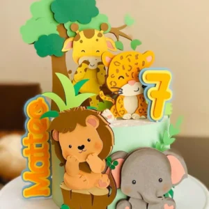 Topo de bolo para mesversário no tema Safari em formato Silhouette Studio para corte.