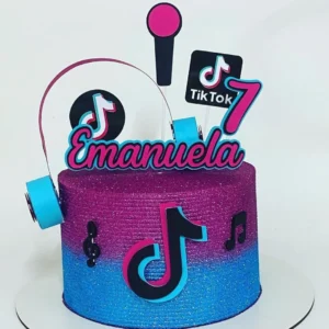 Topo de bolo feminino tema Tik Tok em arquivo digital para Silhouette Studio.