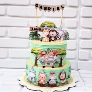 Topo de bolo personalizado no tema Safari para recorte no software Silhouette Studio.