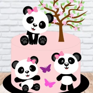 Arquivo de corte para topo de bolo no tema Urso Panda em formato Silhouette Studio.