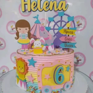 Arquivo de corte digital para topper de bolo tema Circo Rosa no formato Silhouette Studio para máquinas Silhouette, com elementos delicados e alta resolução.