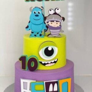 Topper de bolo tema Monstros SA para decoração de festa infantil em arquivo de corte Silhouette Studio.