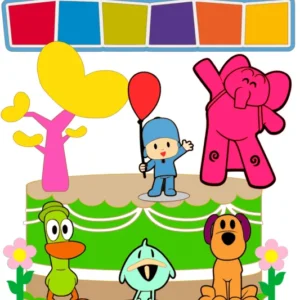 Topper de bolo Pocoyo para recorte em Silhouette Studio e decoração de festa infantil.