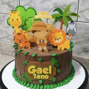 Topper de bolo no tema Safari Aquarela em tons suaves para Silhouette Studio.