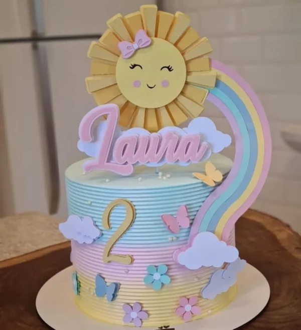 Arquivo de corte para topper de bolo no tema Raio de Sol em formato Silhouette Studio.