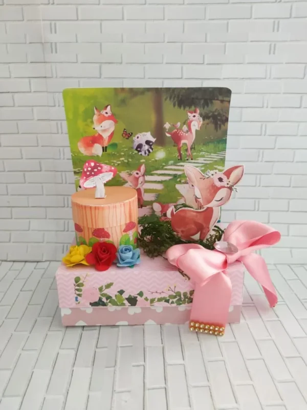 Elementos decorativos e papelaria para Aniversário Bosque Encantado em formatos Studio, PNG e PDF.