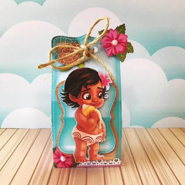 Design de corte para festa de aniversário no tema Moana Bebê em formatos Studio e PDF.