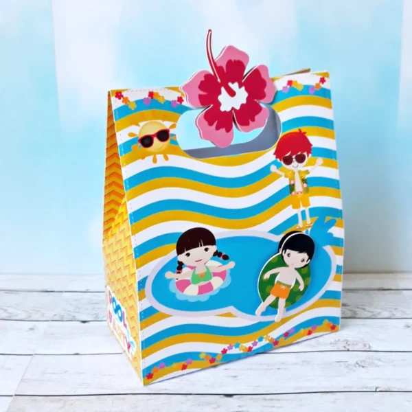Design de corte para festa de aniversário infantil no tema Pool Party em formatos Studio e PDF.