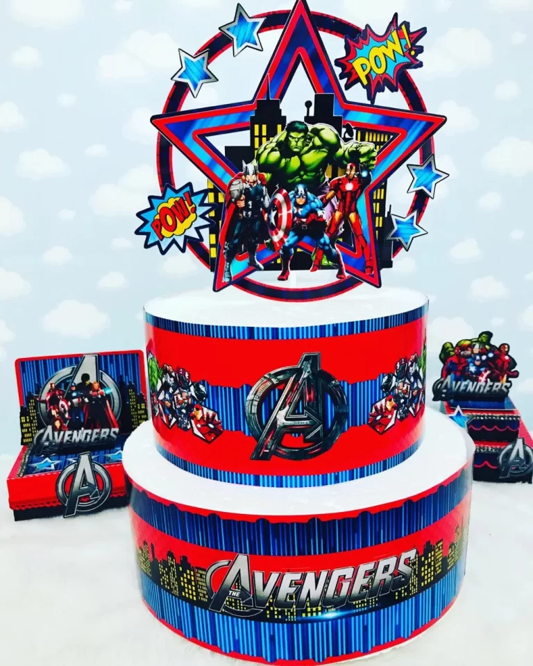 Itens de aniversário e elementos de decoração tema Os Vingadores pronto para imprimir e recortar.