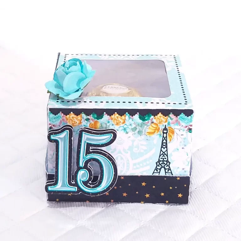 Caixinhas personalizadas de debutante tema Paris prontas para recorte nos formatos Studio e PDF.