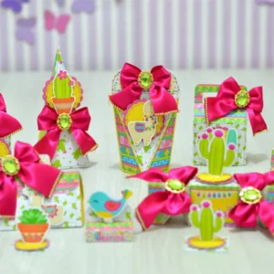 Kit digital de personalizados no tema Lhama e Cactos nos formatos Silhouette Studio e PDF.