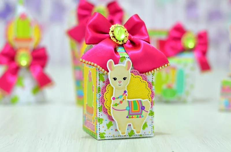 Caixinhas personalizadas e apliques de lhama fofinha prontos para recortar no Studio e PDF.