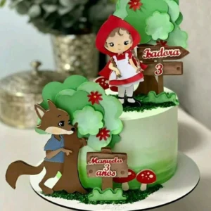 Arquivo digital de topo de bolo de aniversário no tema Chapeuzinho Vermelho em formato Silhouette Studio.