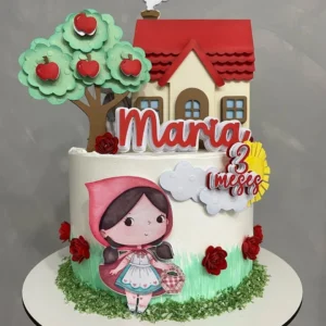 Arquivo digital de topo de bolo para aniversário no tema Chapeuzinho Vermelho em formato Silhouette Studio.
